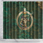 Sobek Crocodile Warrior Shower Curtain with Ankh Ancient Egyptian Motif in Emerald