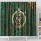 Sobek Crocodile Warrior Shower Curtain with Ankh Ancient Egyptian Motif in Emerald