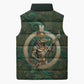 Sobek Crocodile Warrior Sleeveless Puffer Jacket with Ankh Ancient Egyptian Motif in Emerald