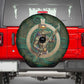 Sobek Crocodile Warrior Spare Tire Cover with Ankh Ancient Egyptian Motif in Emerald