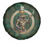 Sobek Crocodile Warrior Spare Tire Cover with Ankh Ancient Egyptian Motif in Emerald