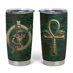 Sobek Crocodile Warrior Tumbler Cup with Ankh Ancient Egyptian Motif in Emerald