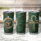 Sobek Crocodile Warrior Tumbler Cup with Ankh Ancient Egyptian Motif in Emerald