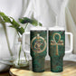 Sobek Crocodile Warrior Tumbler With Handle with Ankh Ancient Egyptian Motif in Emerald