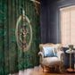Sobek Crocodile Warrior Window Curtain with Ankh Ancient Egyptian Motif in Emerald