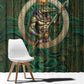 Sobek Crocodile Warrior Window Curtain with Ankh Ancient Egyptian Motif in Emerald