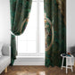Sobek Crocodile Warrior Window Curtain with Ankh Ancient Egyptian Motif in Emerald