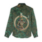 Sobek Crocodile Warrior Women Casual Shirt with Ankh Ancient Egyptian Motif in Emerald