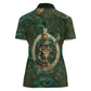 Sobek Crocodile Warrior Women Polo Shirt with Ankh Ancient Egyptian Motif in Emerald