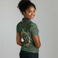 Sobek Crocodile Warrior Women Polo Shirt with Ankh Ancient Egyptian Motif in Emerald