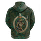 Sobek Crocodile Warrior Zip Hoodie with Ankh Ancient Egyptian Motif in Emerald