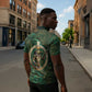 Sobek Crocodile Warrior Zipper Polo Shirt with Ankh Ancient Egyptian Motif in Emerald