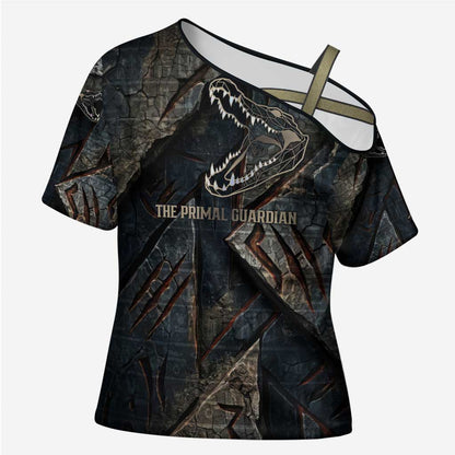 Sobek Egypt Cross Shoulder Shirt with Crocodile Head Water Symbolism Ancient Guardian