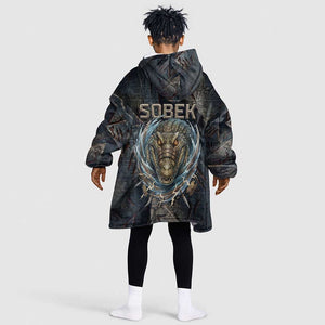Sobek Egypt Kid Wearable Blanket Hoodie with Crocodile Head Water Symbolism Ancient Guardian