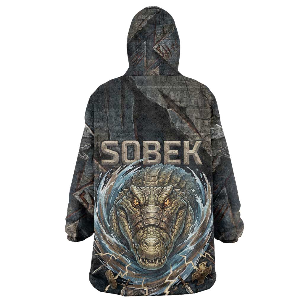 Sobek Egypt Kid Wearable Blanket Hoodie with Crocodile Head Water Symbolism Ancient Guardian