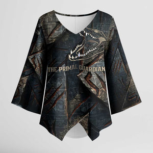 Sobek Egypt Kimono Sleeve Blouse with Crocodile Head Water Symbolism Ancient Guardian