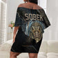 Sobek Egypt Off Shoulder Short Dress with Crocodile Head Water Symbolism Ancient Guardian