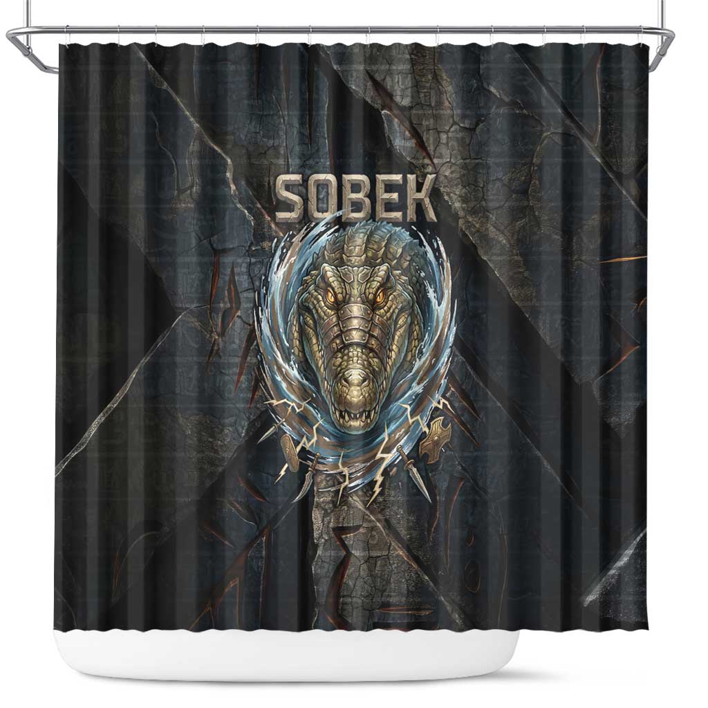 Sobek Egypt Shower Curtain with Crocodile Head Water Symbolism Ancient Guardian