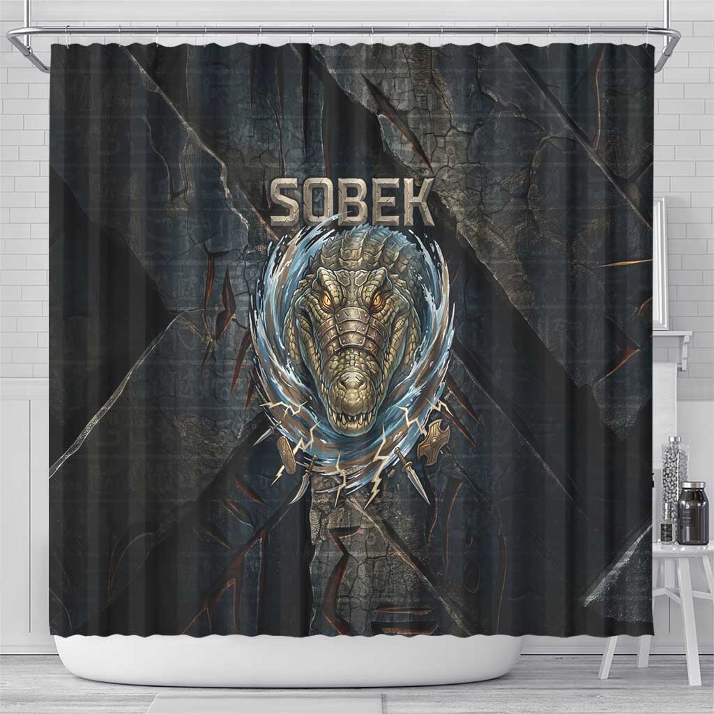 Sobek Egypt Shower Curtain with Crocodile Head Water Symbolism Ancient Guardian