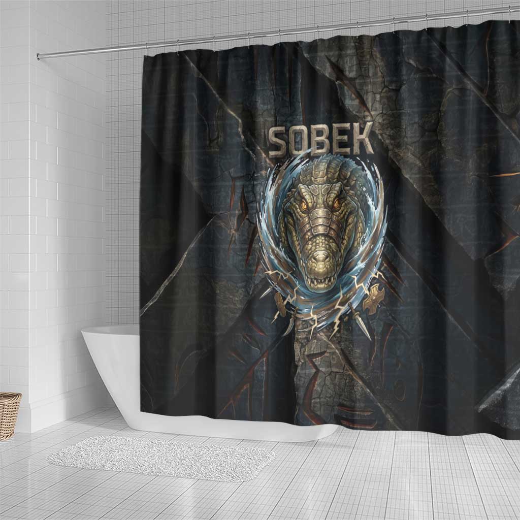 Sobek Egypt Shower Curtain with Crocodile Head Water Symbolism Ancient Guardian
