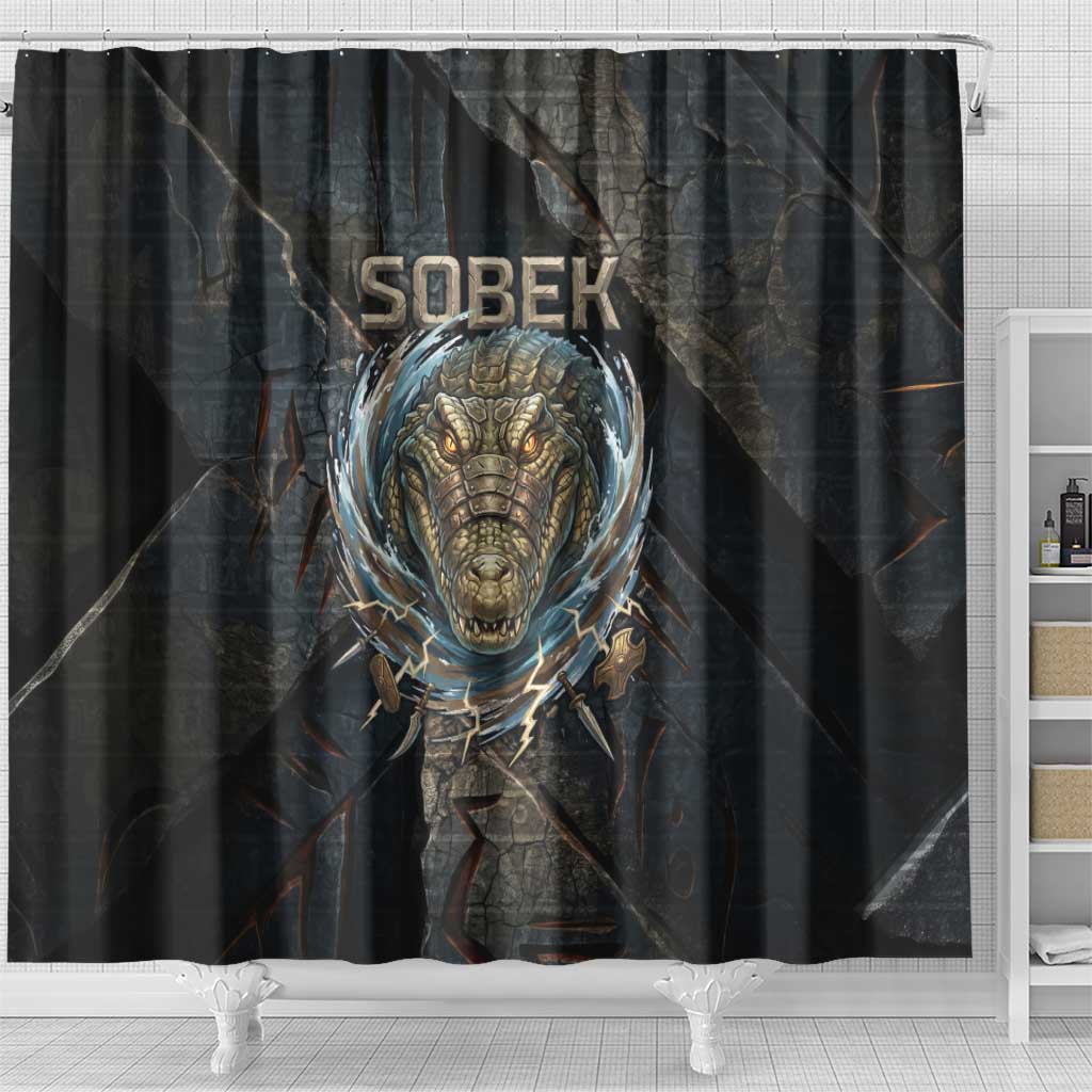 Sobek Egypt Shower Curtain with Crocodile Head Water Symbolism Ancient Guardian