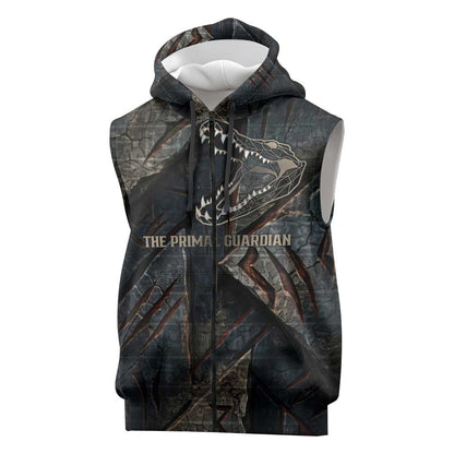 Sobek Egypt Sleeveless Zip Hoodie with Crocodile Head Water Symbolism Ancient Guardian