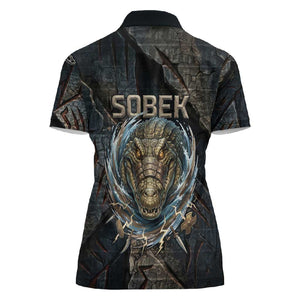 Sobek Egypt Women Polo Shirt with Crocodile Head Water Symbolism Ancient Guardian