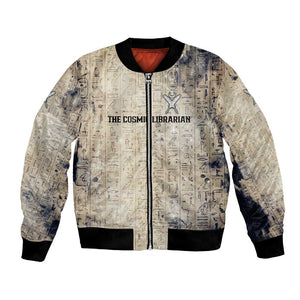 Thoth Bomber Jacket Ibis Head and Ancient Scroll Egyptian Wisdom