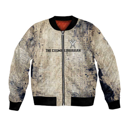 Thoth Bomber Jacket Ibis Head and Ancient Scroll Egyptian Wisdom
