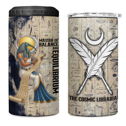 Thoth 4 in 1 Can Cooler Tumbler Ibis Head and Ancient Scroll Egyptian Wisdom