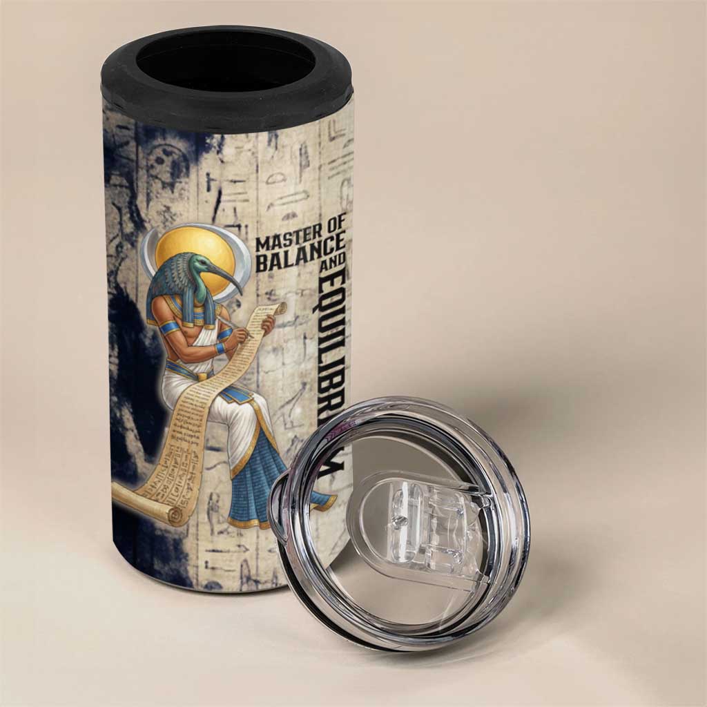 Thoth 4 in 1 Can Cooler Tumbler Ibis Head and Ancient Scroll Egyptian Wisdom