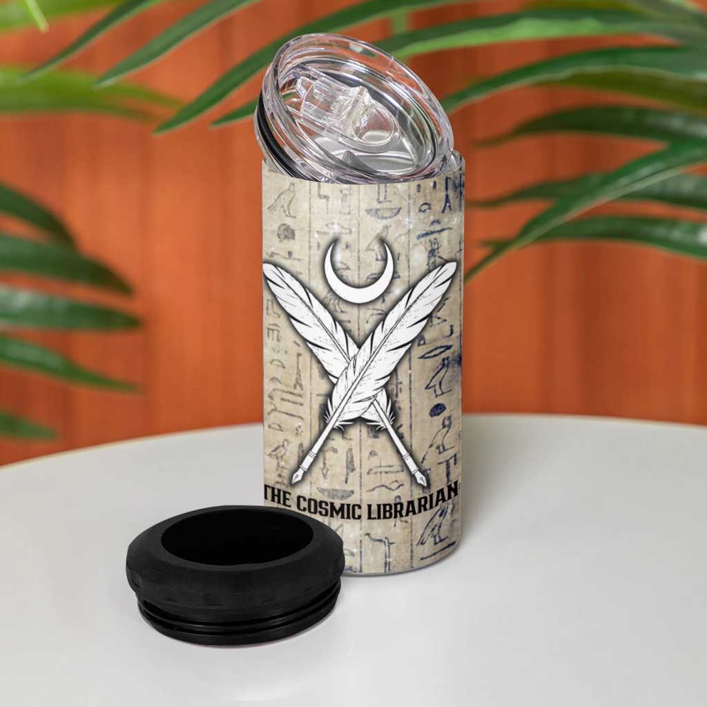 Thoth 4 in 1 Can Cooler Tumbler Ibis Head and Ancient Scroll Egyptian Wisdom