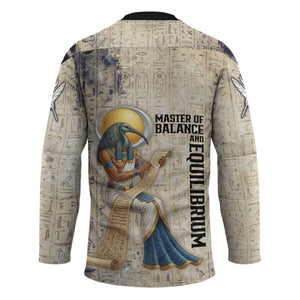 Thoth Hockey Jersey Ibis Head and Ancient Scroll Egyptian Wisdom