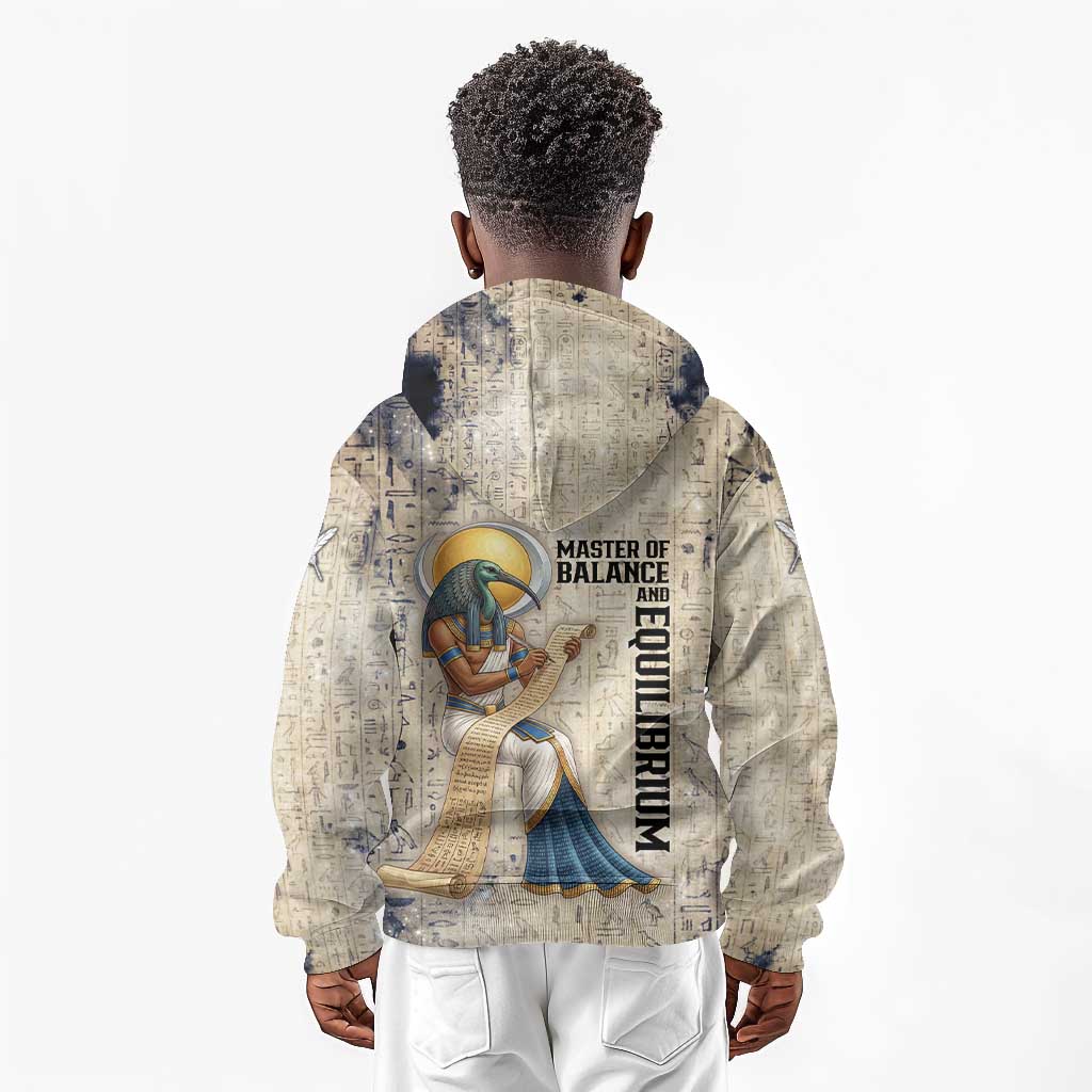 Thoth Kid Hoodie Ibis Head and Ancient Scroll Egyptian Wisdom