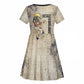 Thoth Kid Short Sleeve Dress Ibis Head and Ancient Scroll Egyptian Wisdom