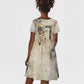 Thoth Kid Short Sleeve Dress Ibis Head and Ancient Scroll Egyptian Wisdom