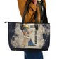Thoth Leather Tote Bag Ibis Head and Ancient Scroll Egyptian Wisdom