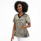 Thoth Scrub Top Ibis Head and Ancient Scroll Egyptian Wisdom