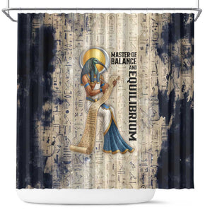 Thoth Shower Curtain Ibis Head and Ancient Scroll Egyptian Wisdom