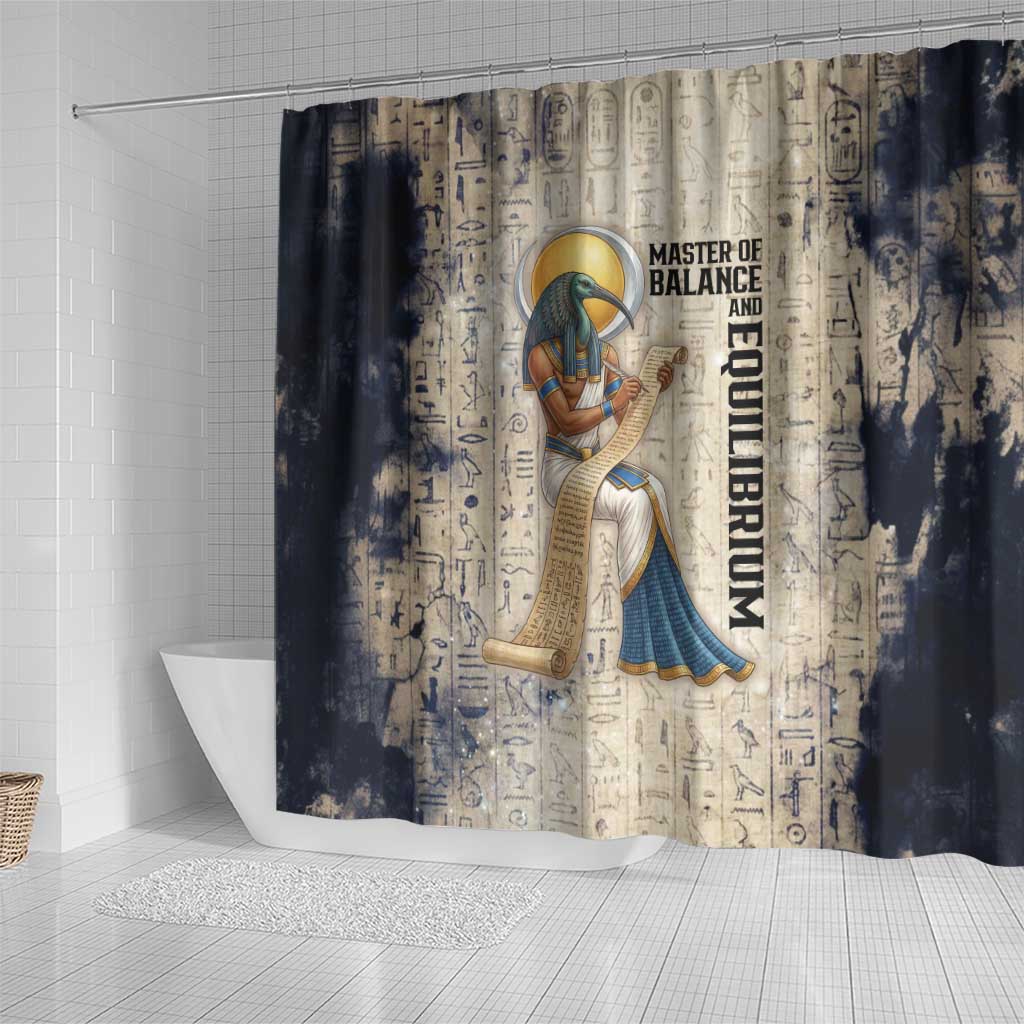 Thoth Shower Curtain Ibis Head and Ancient Scroll Egyptian Wisdom
