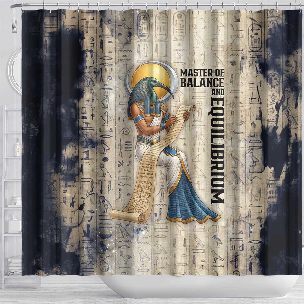 Thoth Shower Curtain Ibis Head and Ancient Scroll Egyptian Wisdom