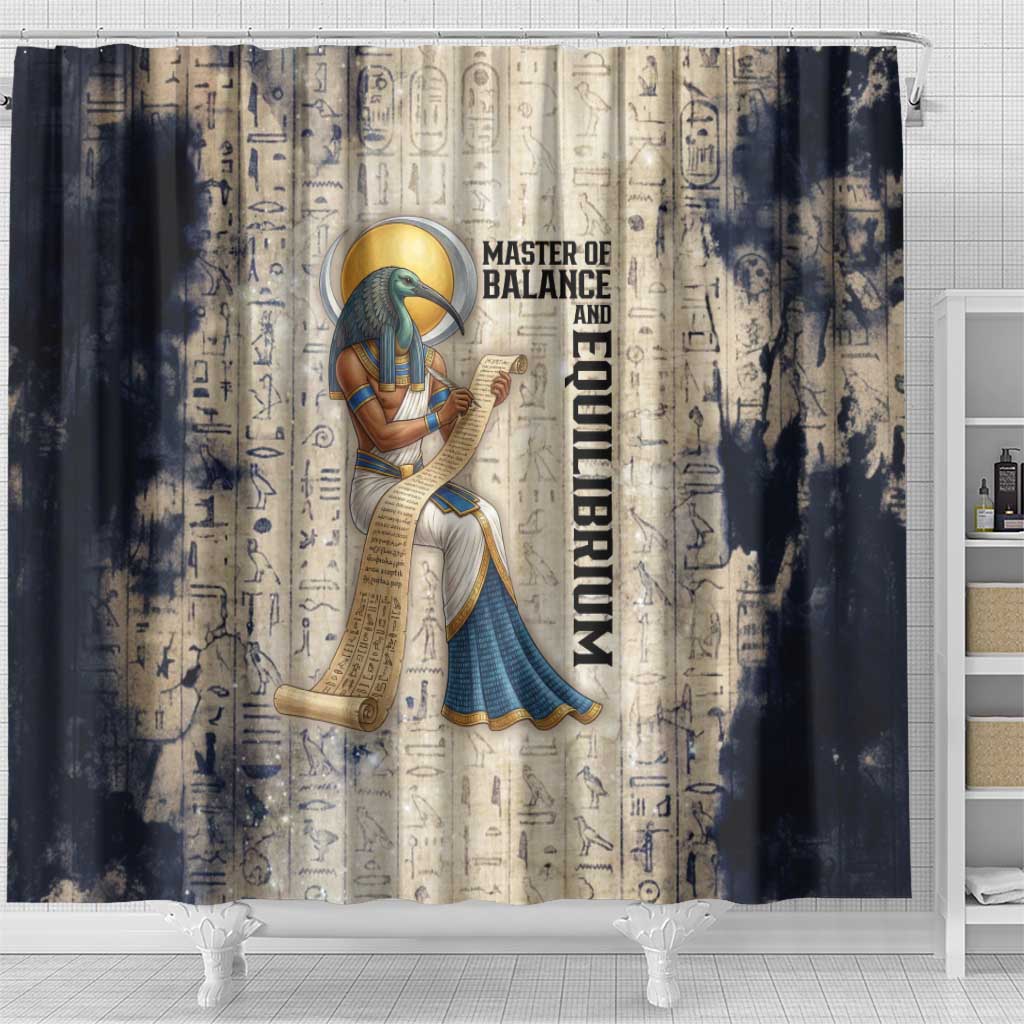 Thoth Shower Curtain Ibis Head and Ancient Scroll Egyptian Wisdom