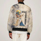 Thoth Sleeve Zip Bomber Jacket Ibis Head and Ancient Scroll Egyptian Wisdom
