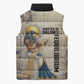 Thoth Sleeveless Puffer Jacket Ibis Head and Ancient Scroll Egyptian Wisdom