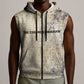Thoth Sleeveless Zip Hoodie Ibis Head and Ancient Scroll Egyptian Wisdom