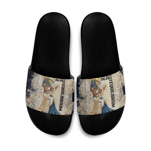 Thoth Slide Sandals Ibis Head and Ancient Scroll Egyptian Wisdom