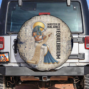 Thoth Spare Tire Cover Ibis Head and Ancient Scroll Egyptian Wisdom