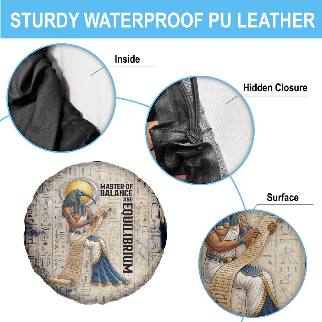 Thoth Spare Tire Cover Ibis Head and Ancient Scroll Egyptian Wisdom