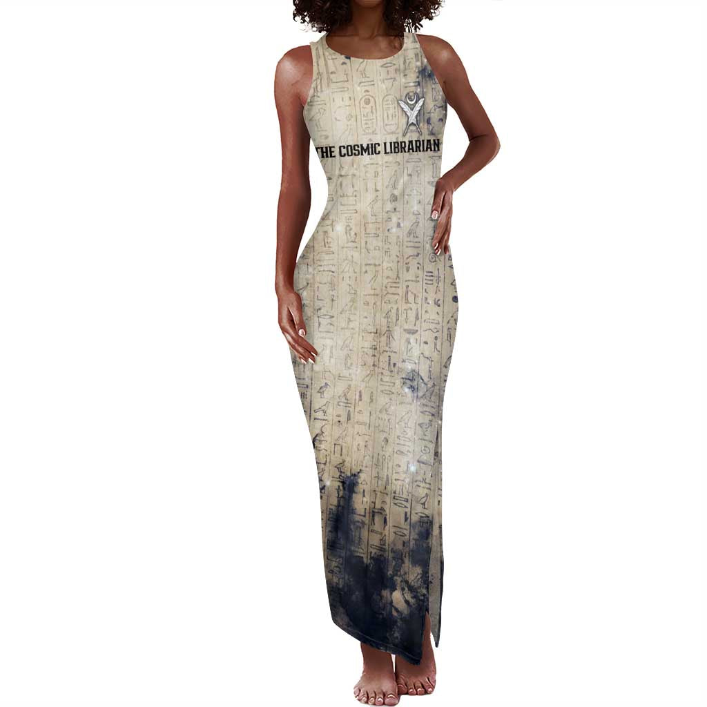 Thoth Tank Maxi Dress Ibis Head and Ancient Scroll Egyptian Wisdom
