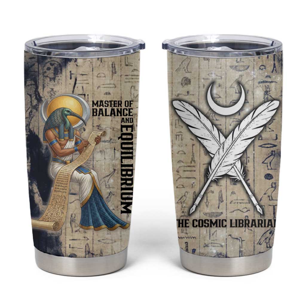 Thoth Tumbler Cup Ibis Head and Ancient Scroll Egyptian Wisdom